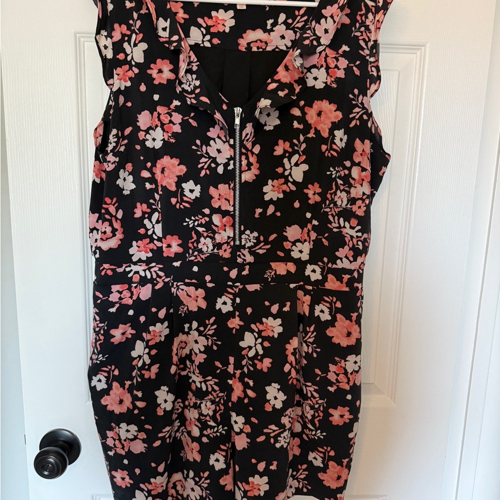 Floral Sleeveless Romper with Zipper